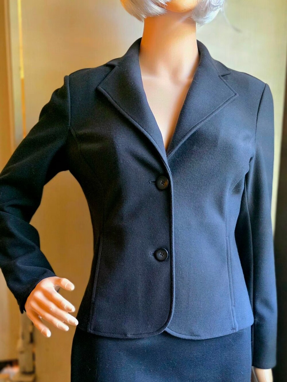 Talbots Petites P Black Stretch Blazer Rayon Blend Career Jacket